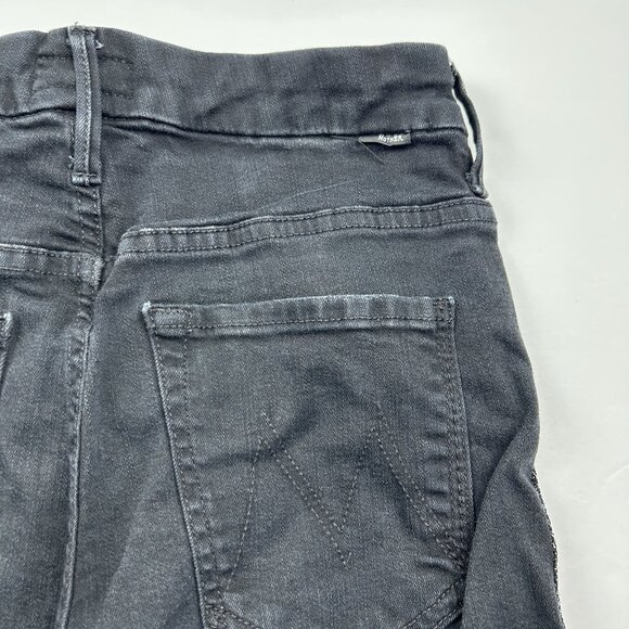 Mother High Waisted Looker Ankle Fray Black Guilty Glitter Racer Stripe Jeans 26 - Picture 10 of 16